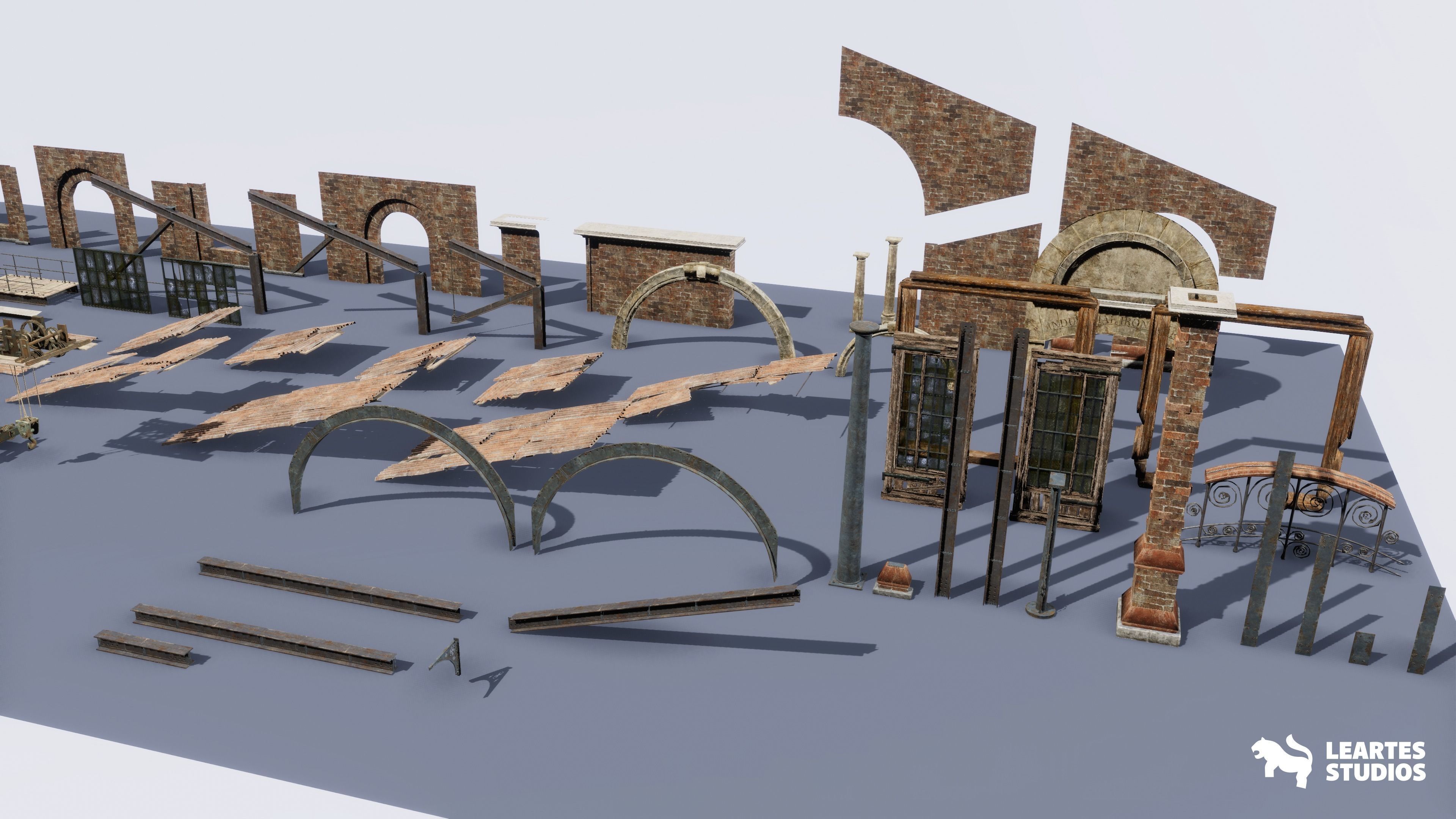 Victorian Market in Abandoned Factory Building Low-poly 3D model_22