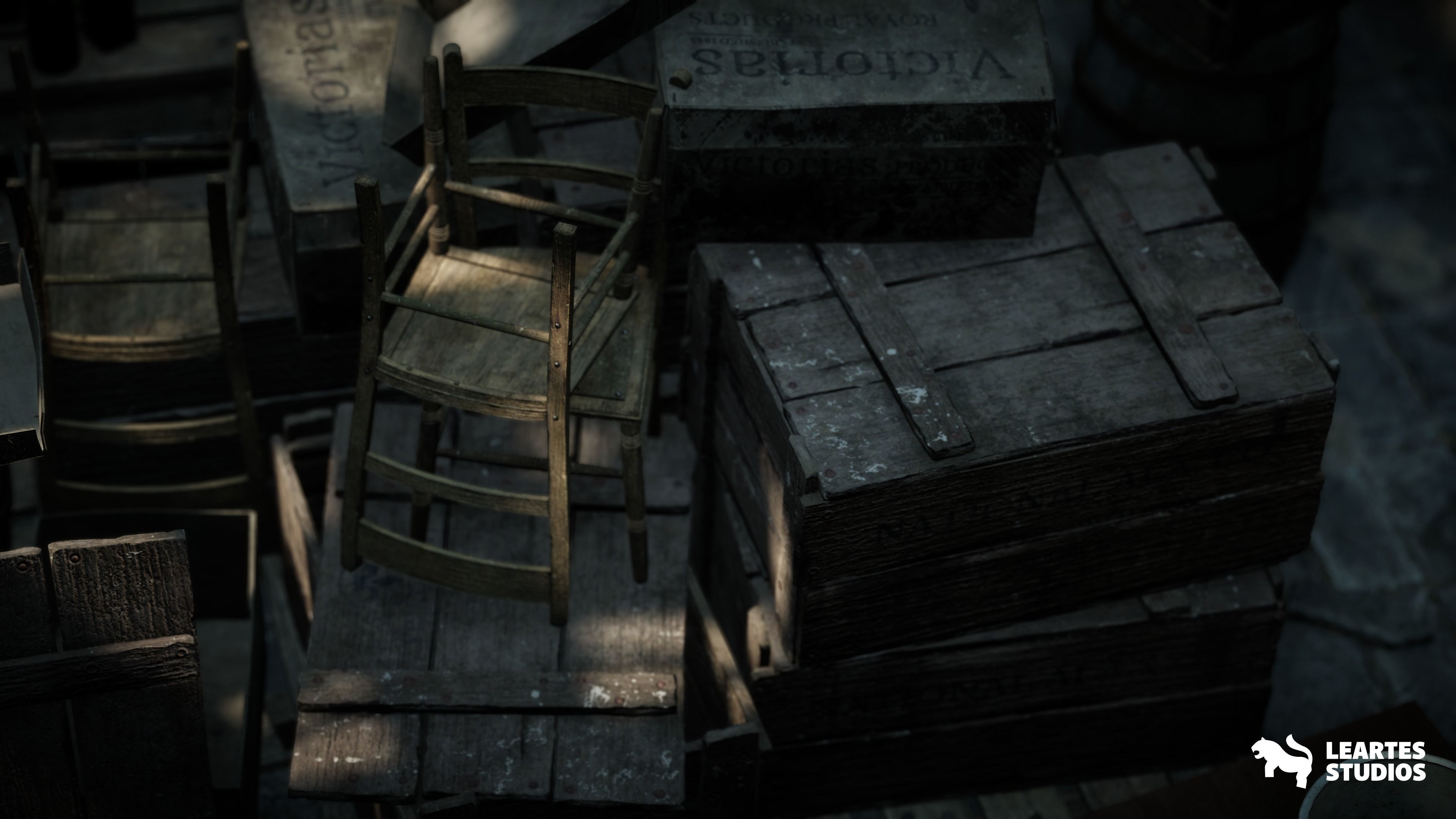 Victorian Market in Abandoned Factory Building Low-poly 3D model_10