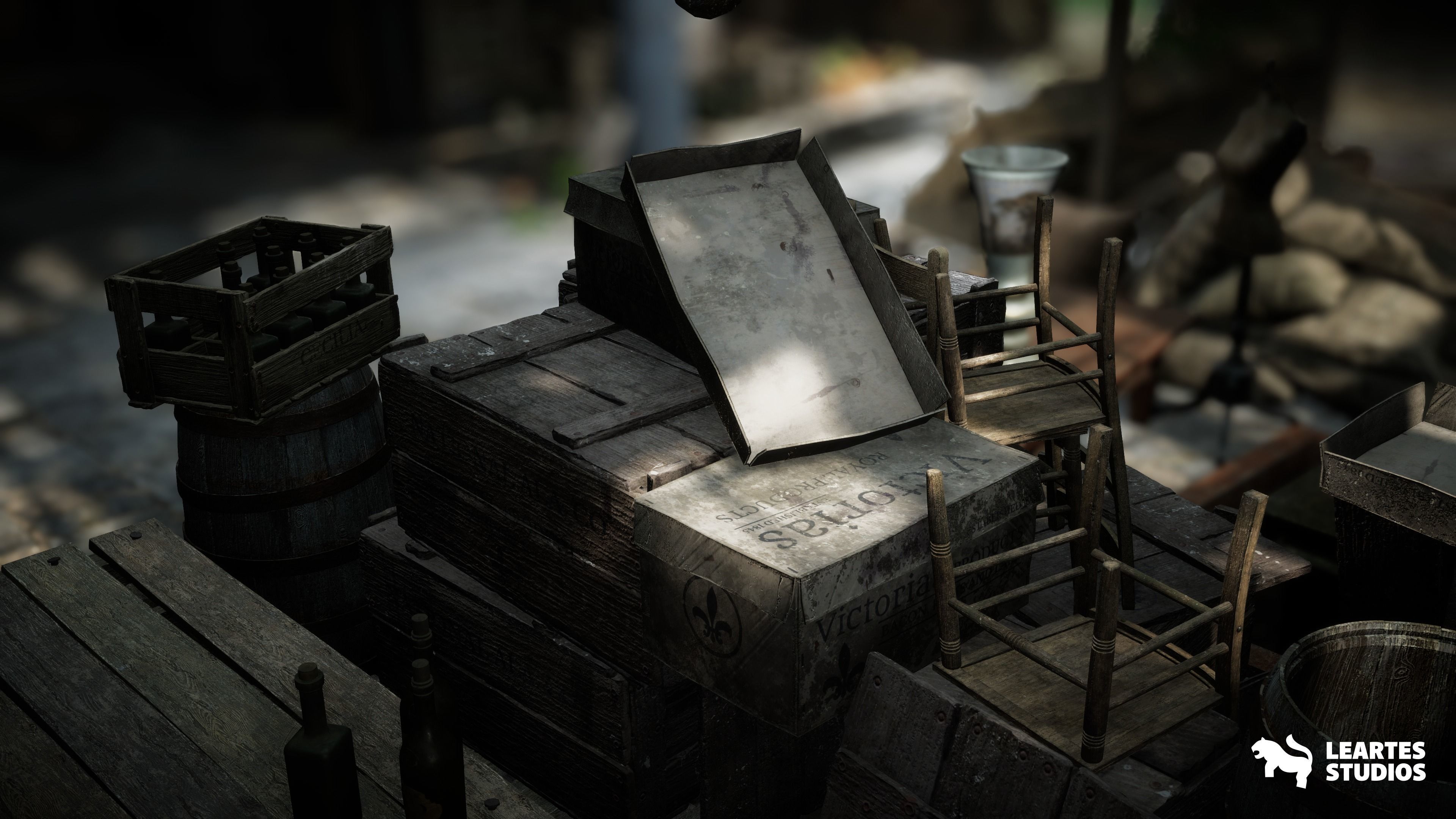Victorian Market in Abandoned Factory Building Low-poly 3D model_9
