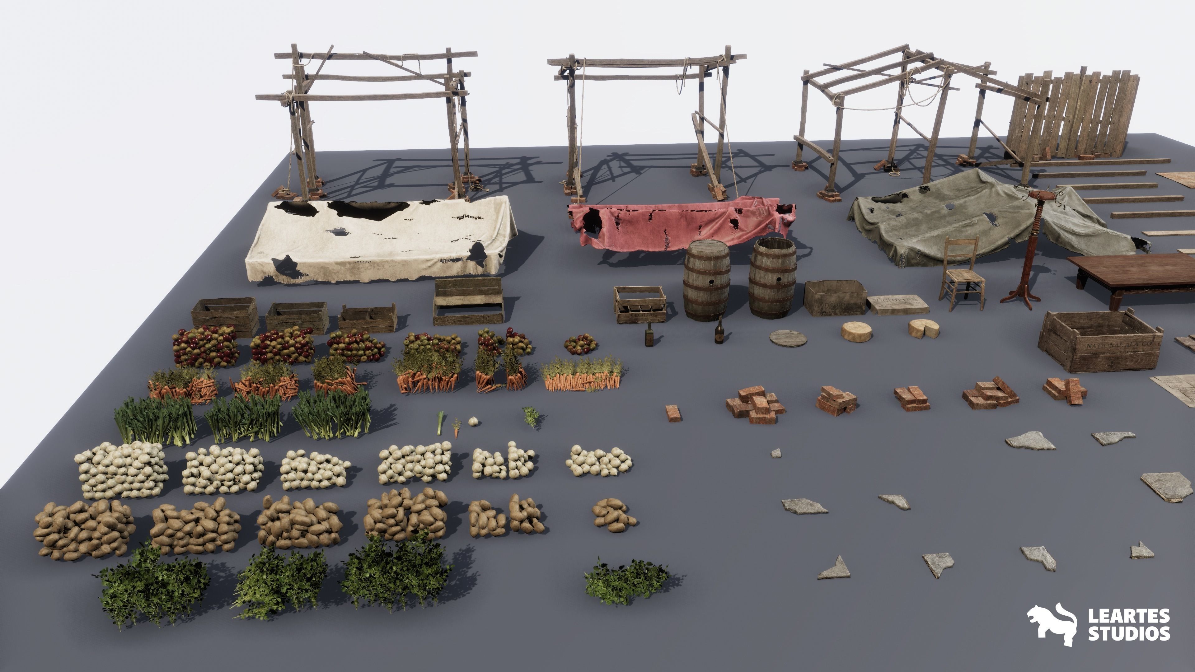 Victorian Market in Abandoned Factory Building Low-poly 3D model_21