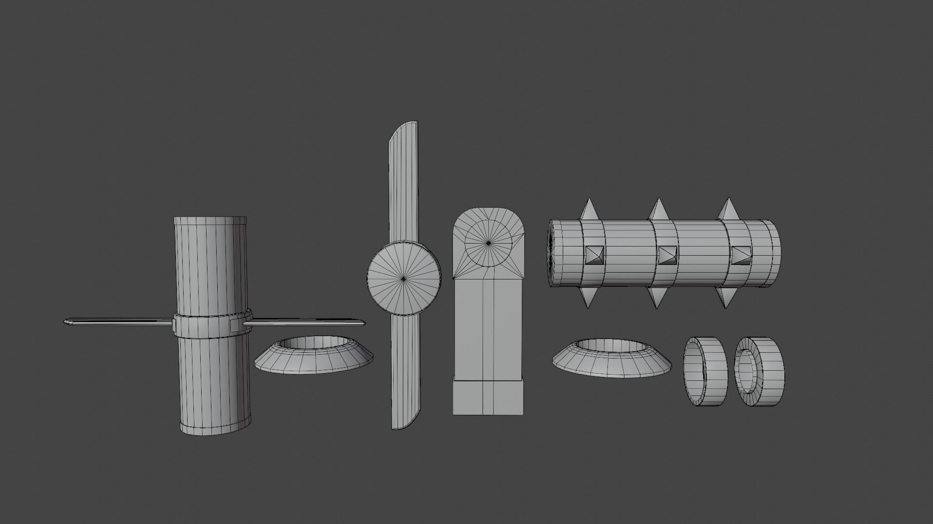 Blade and Spike Mill Low-poly 3D model_10
