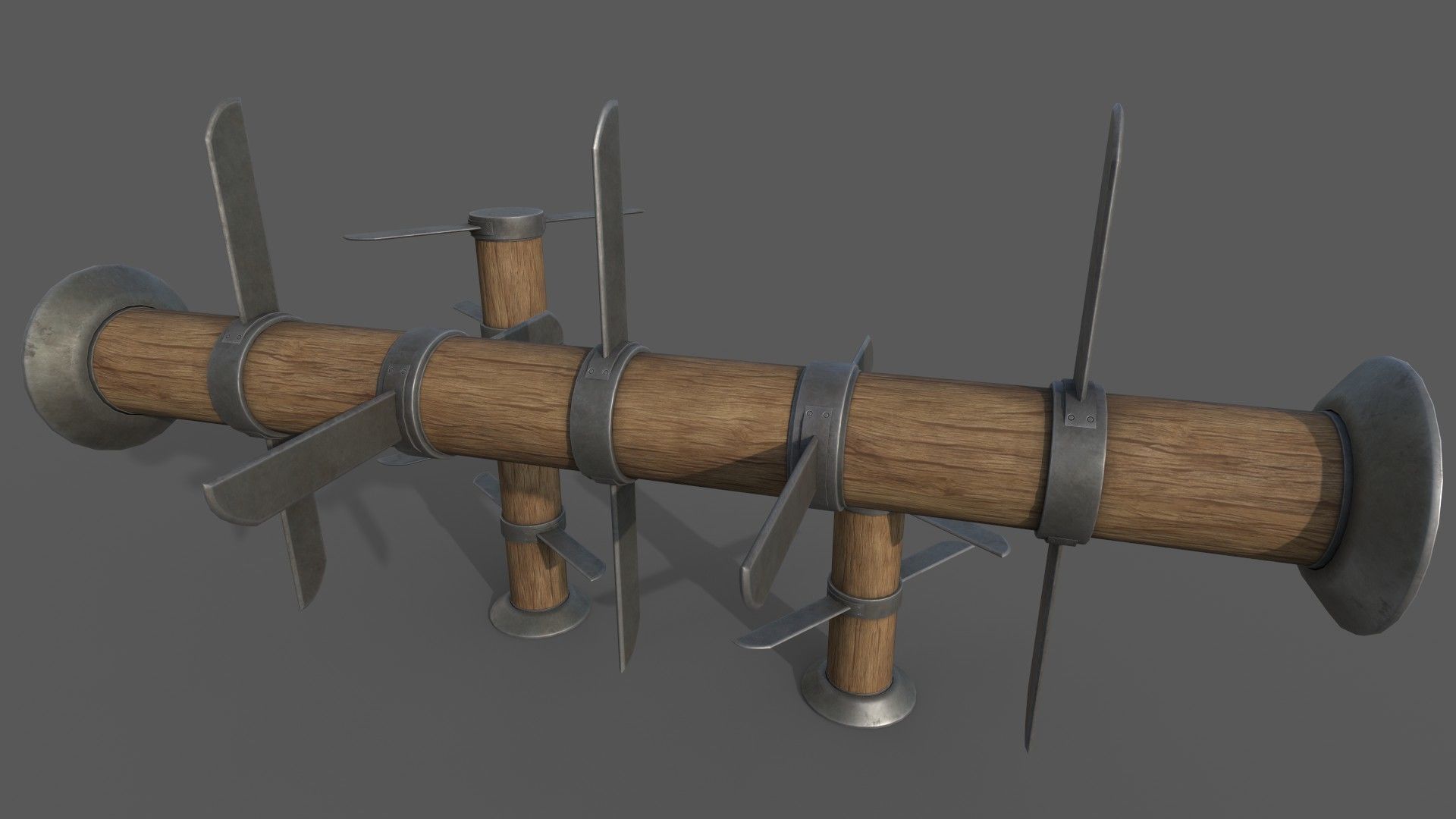 Blade and Spike Mill Low-poly 3D model_3