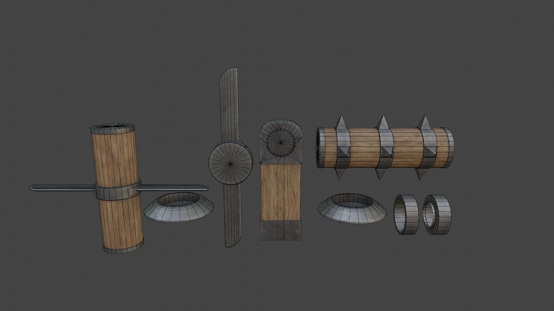 Blade and Spike Mill Low-poly 3D model_9