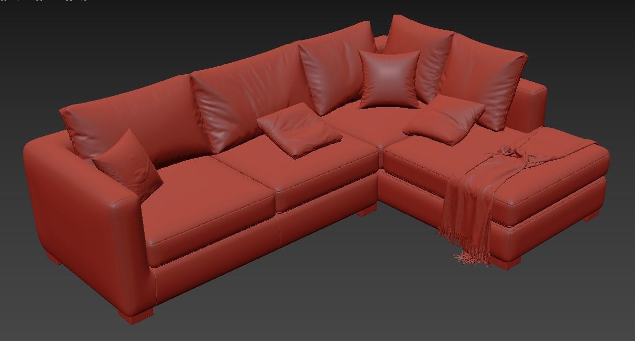 Blake Large Open End Corner Sofa by loomloft sofas 3D model_5