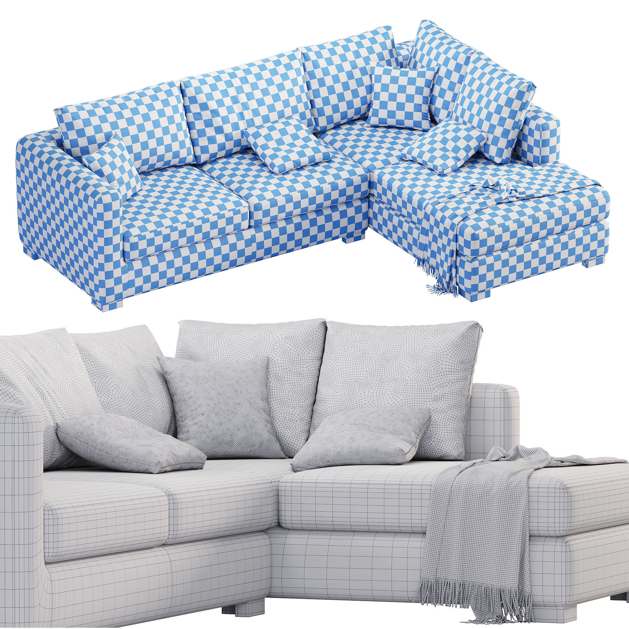 Blake Large Open End Corner Sofa by loomloft sofas 3D model_4