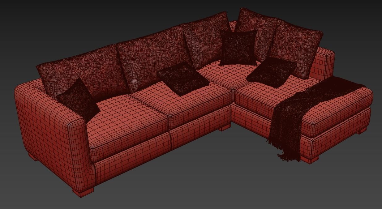 Blake Large Open End Corner Sofa by loomloft sofas 3D model_6