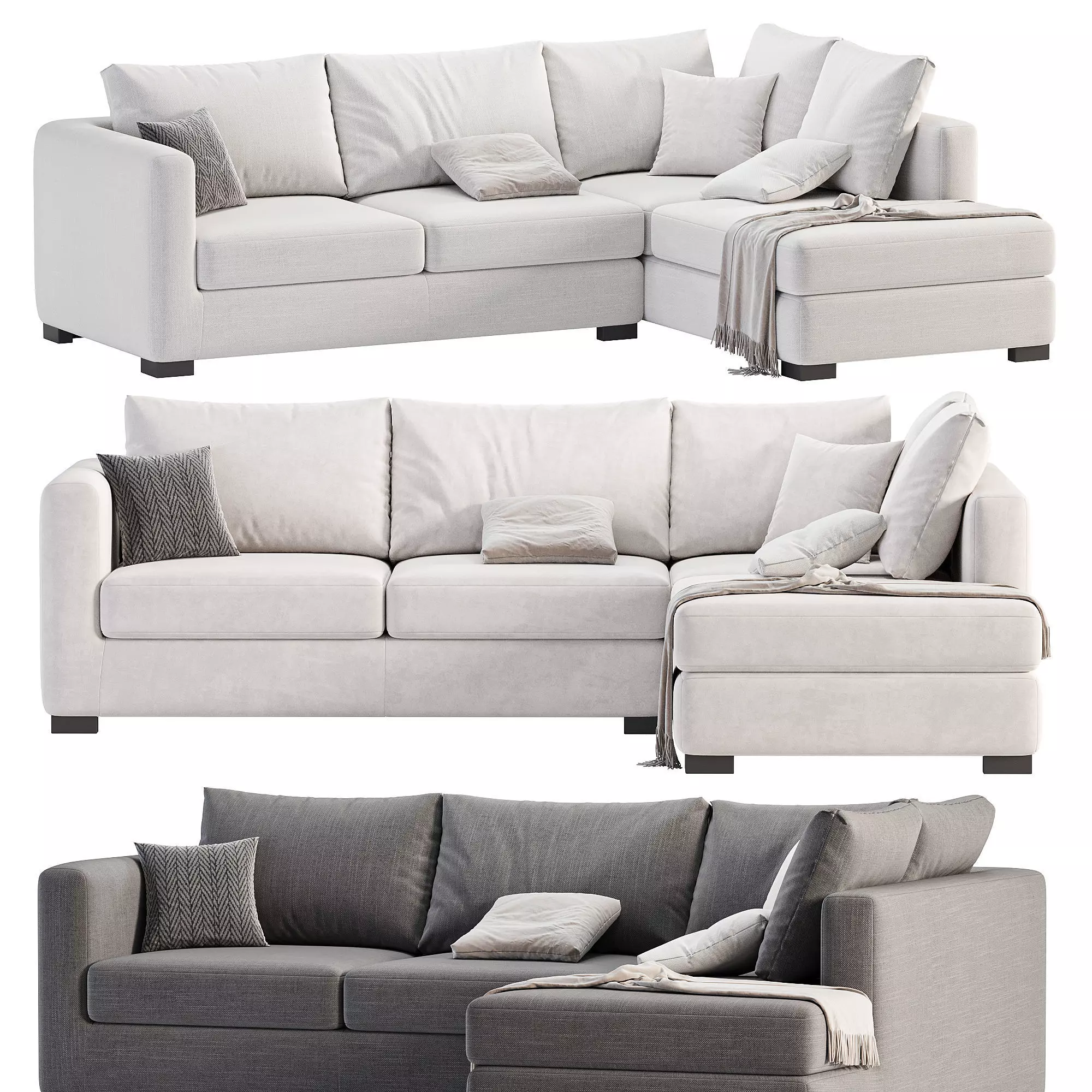 Blake Large Open End Corner Sofa by loomloft sofas 3D model_0