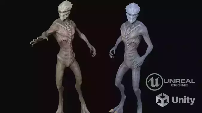 Psionic alien Low-poly 3D model
