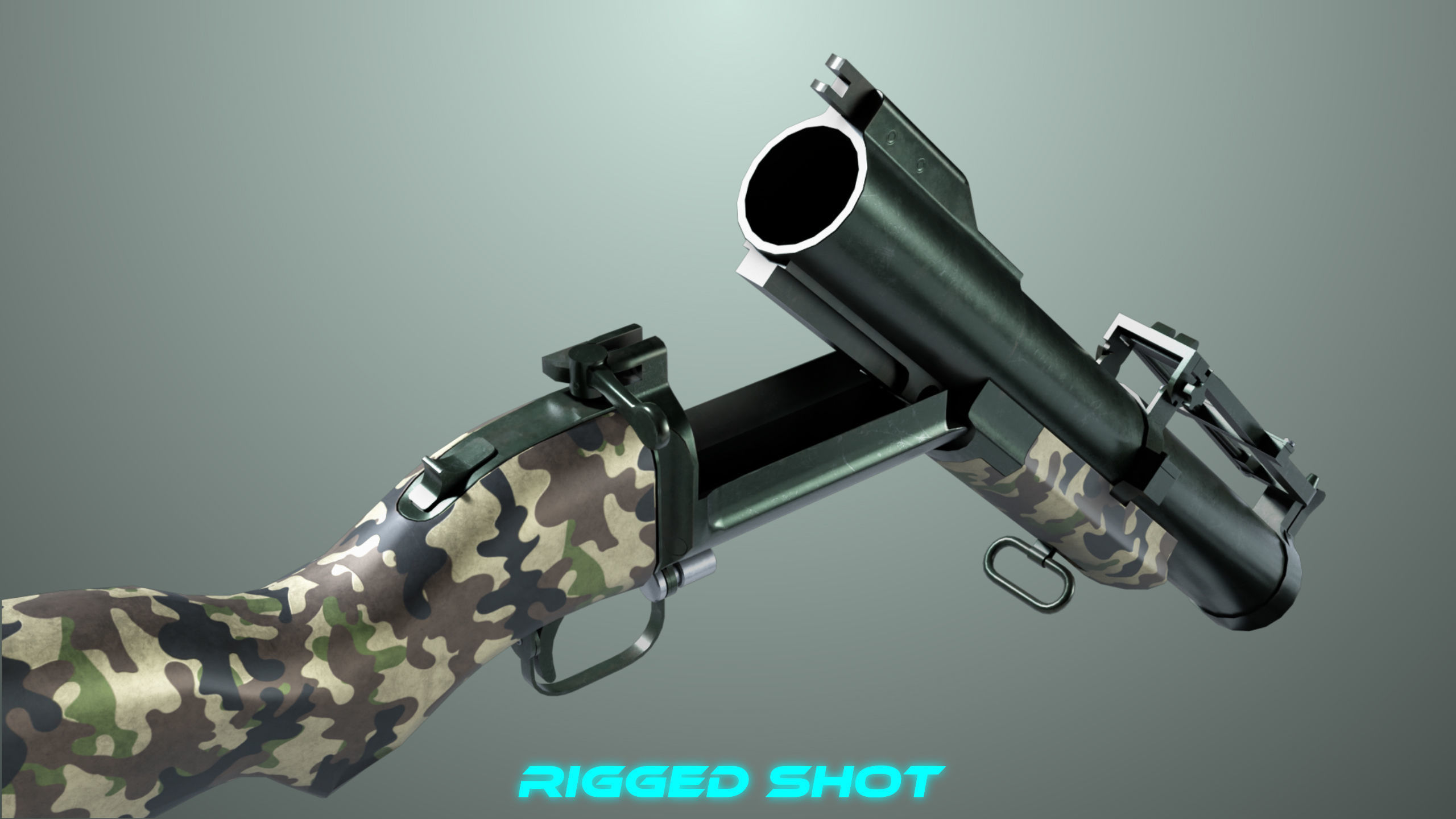 Grenade Launcher 02 Military Green Generic PBR Low-poly 3D model_18