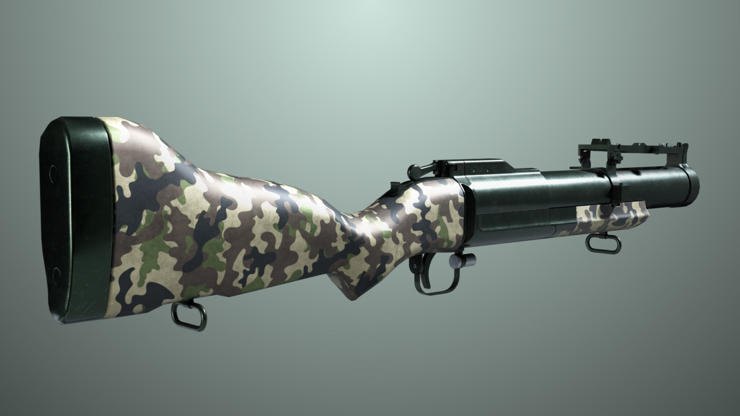 Grenade Launcher 02 Military Green Generic PBR Low-poly 3D model_6