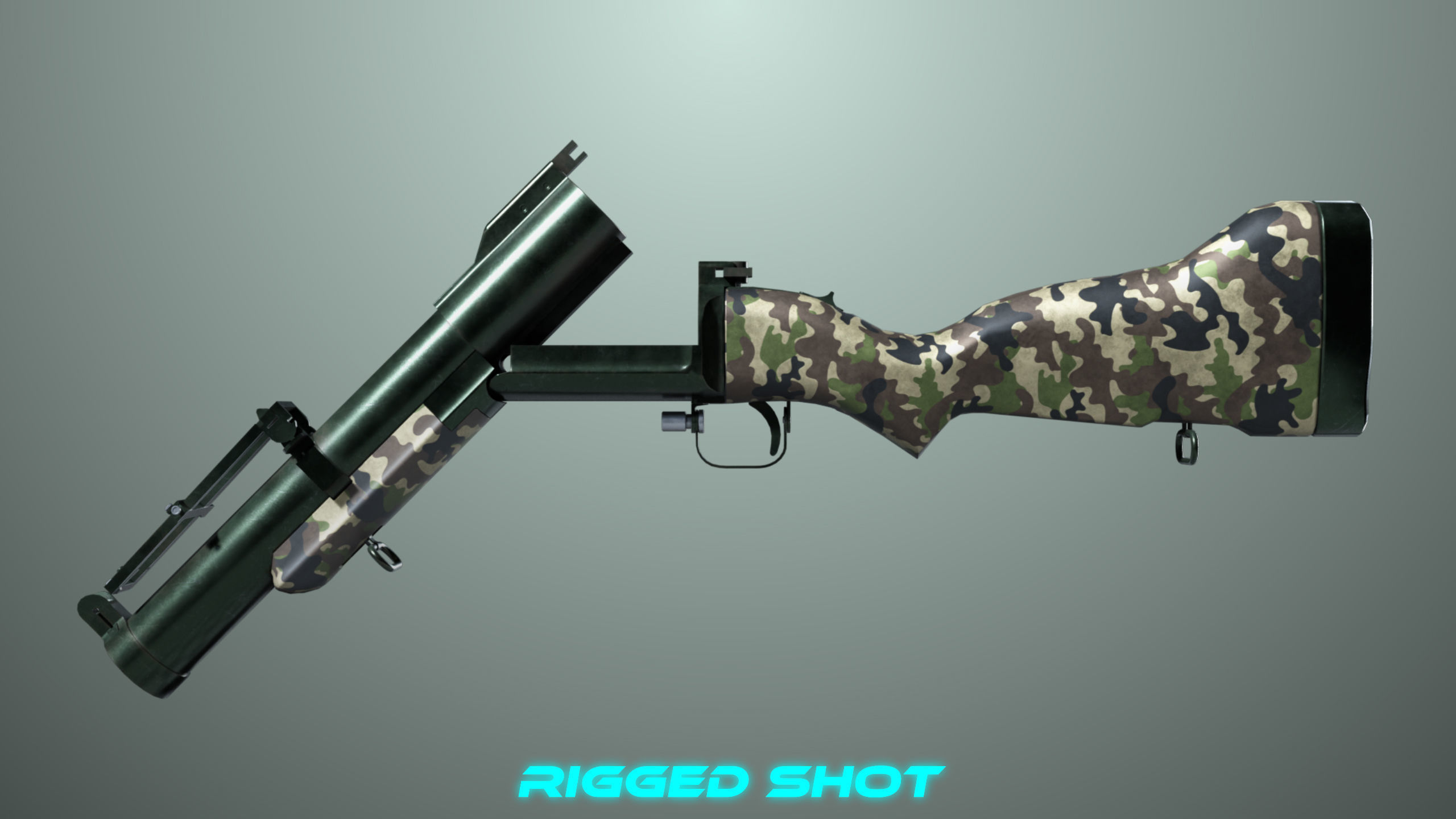 Grenade Launcher 02 Military Green Generic PBR Low-poly 3D model_4