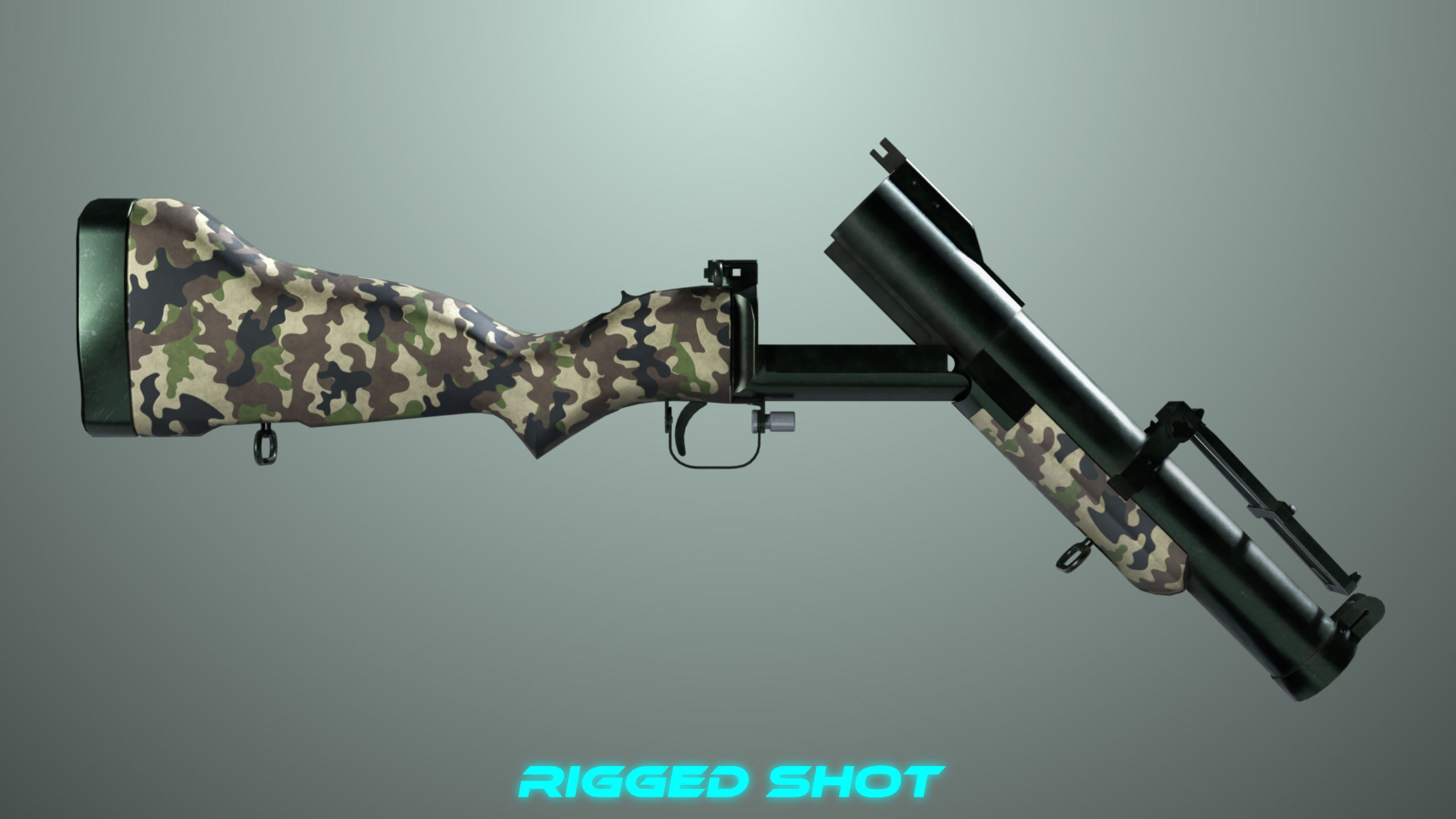 Grenade Launcher 02 Military Green Generic PBR Low-poly 3D model_7