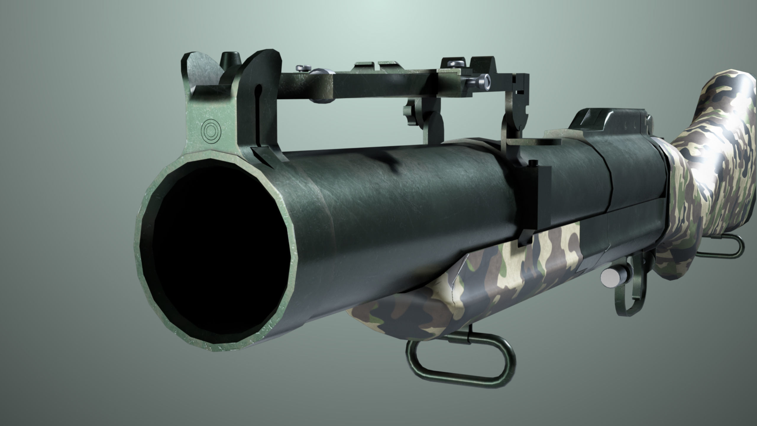 Grenade Launcher 02 Military Green Generic PBR Low-poly 3D model_12