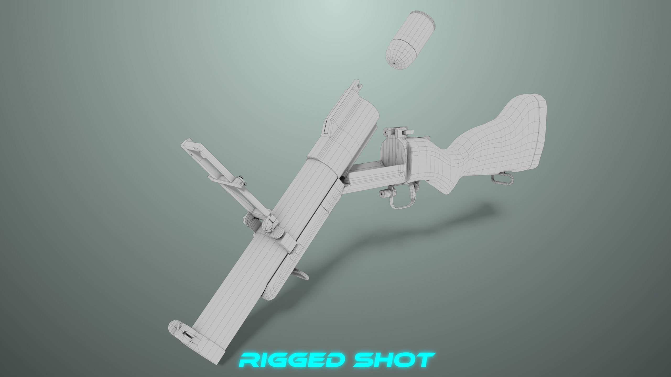 Grenade Launcher 02 Military Green Generic PBR Low-poly 3D model_25