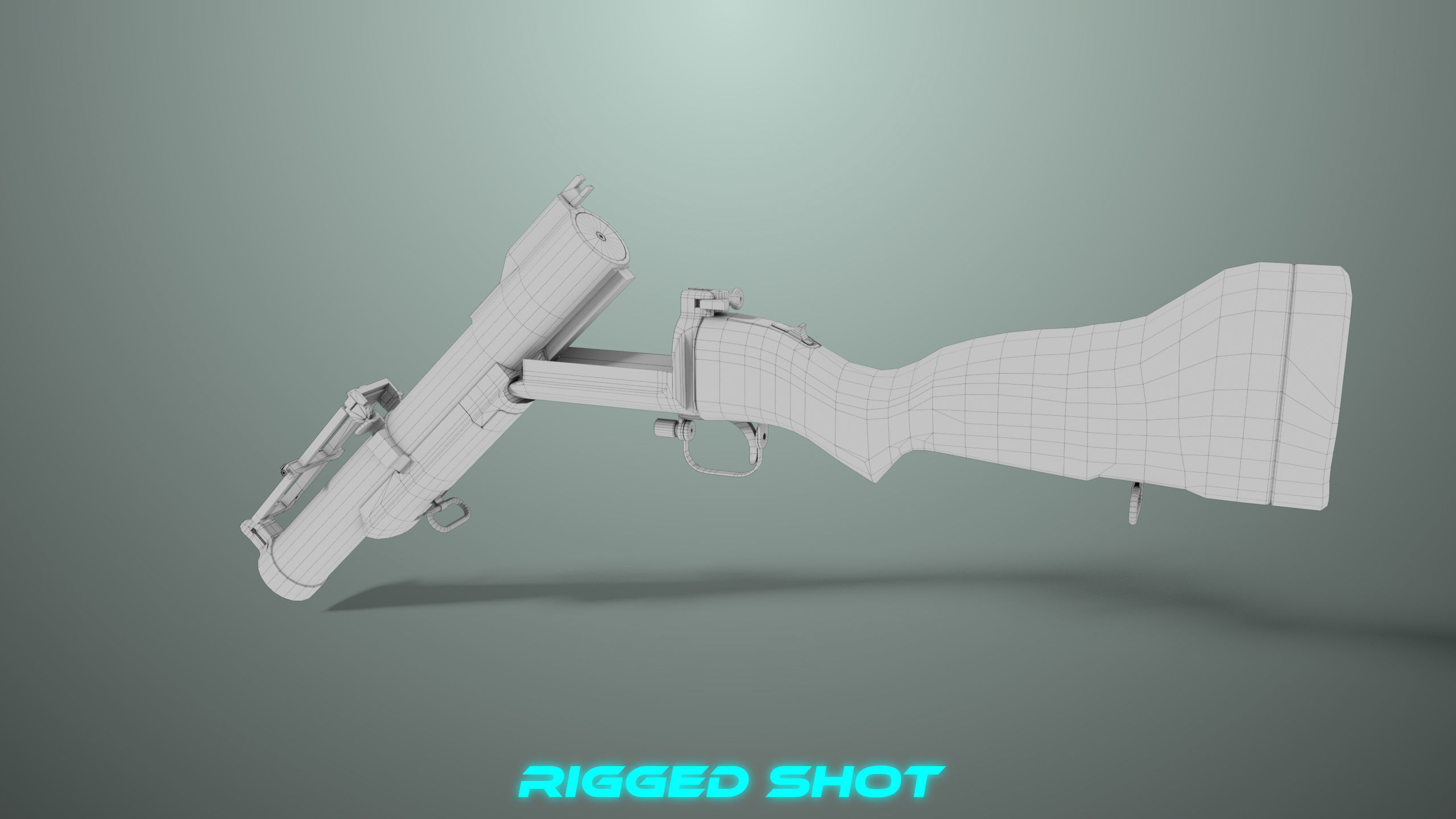 Grenade Launcher 02 Military Green Generic PBR Low-poly 3D model_22