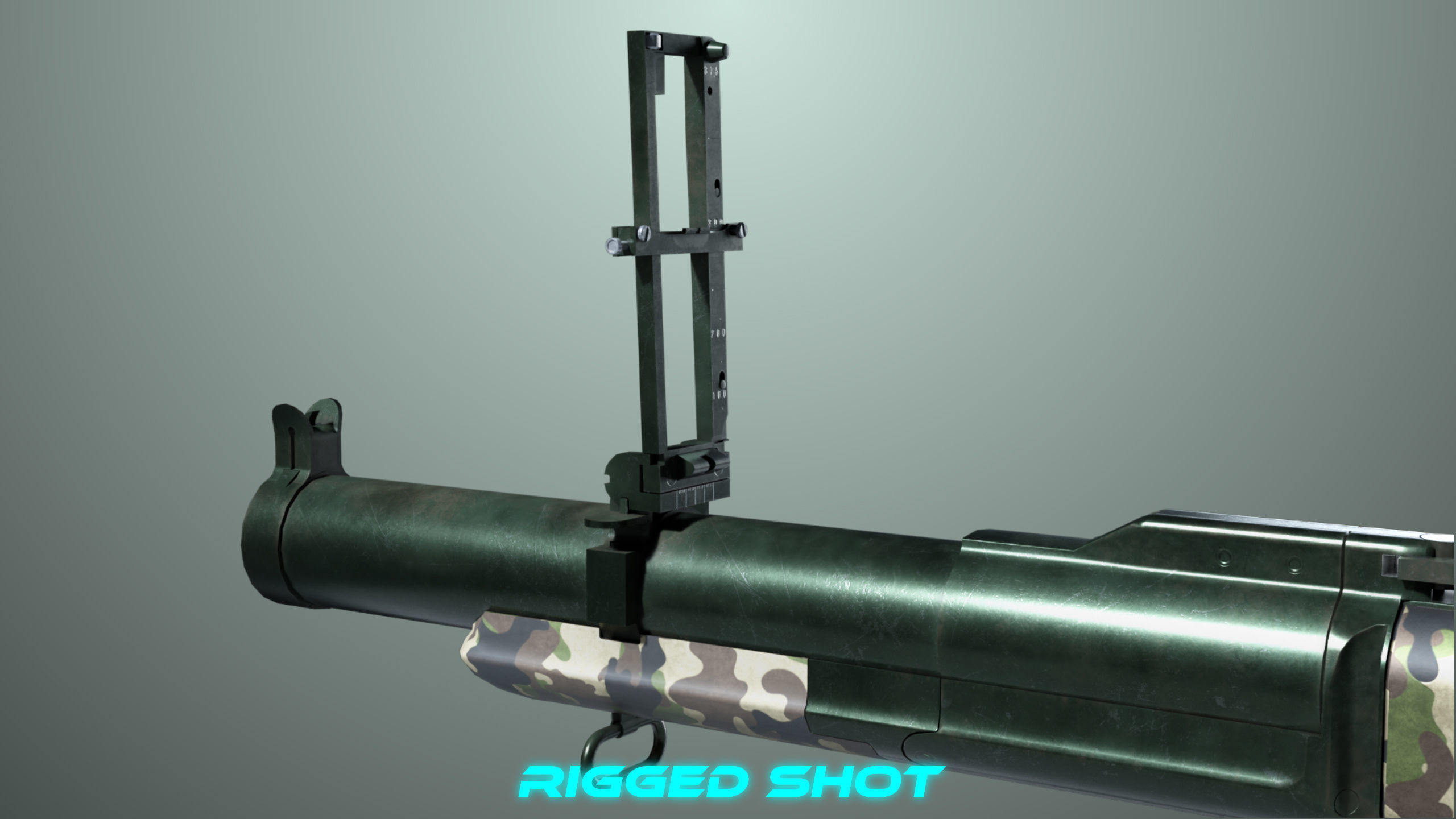 Grenade Launcher 02 Military Green Generic PBR Low-poly 3D model_15