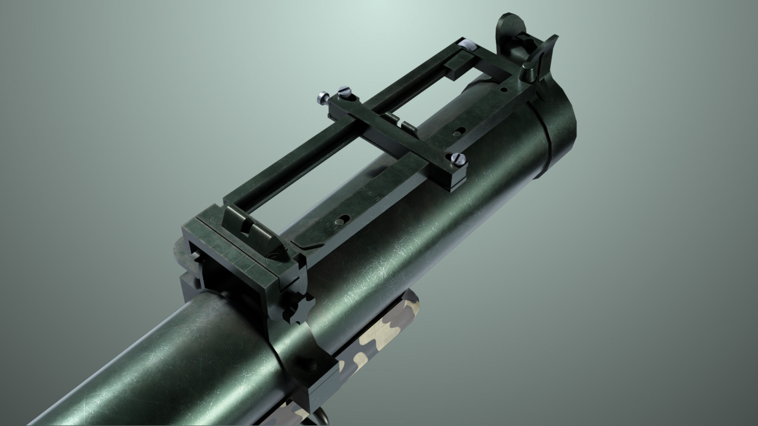 Grenade Launcher 02 Military Green Generic PBR Low-poly 3D model_11