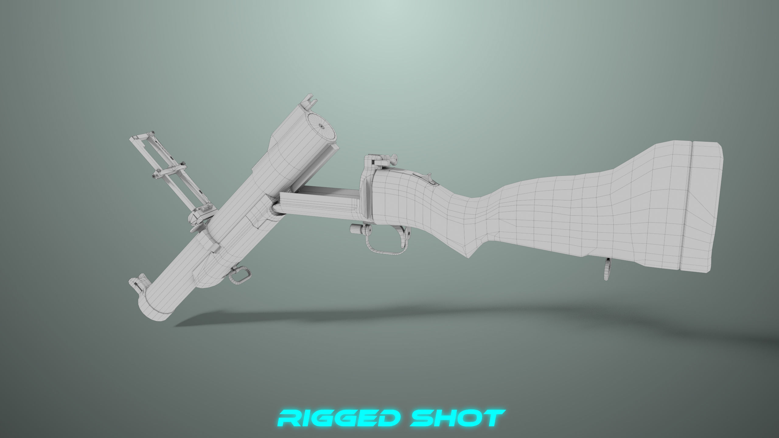 Grenade Launcher 02 Military Green Generic PBR Low-poly 3D model_36