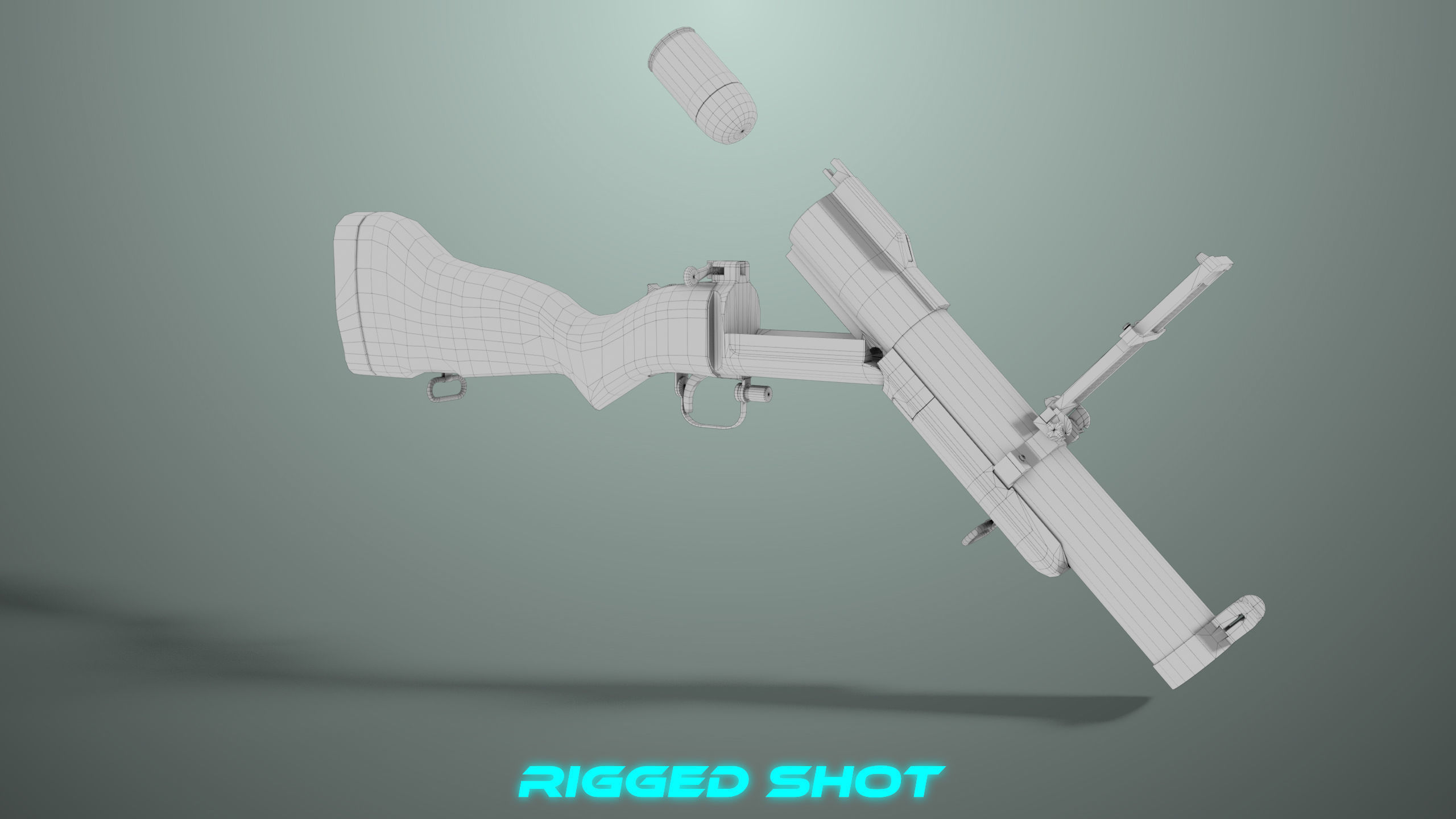 Grenade Launcher 02 Military Green Generic PBR Low-poly 3D model_38