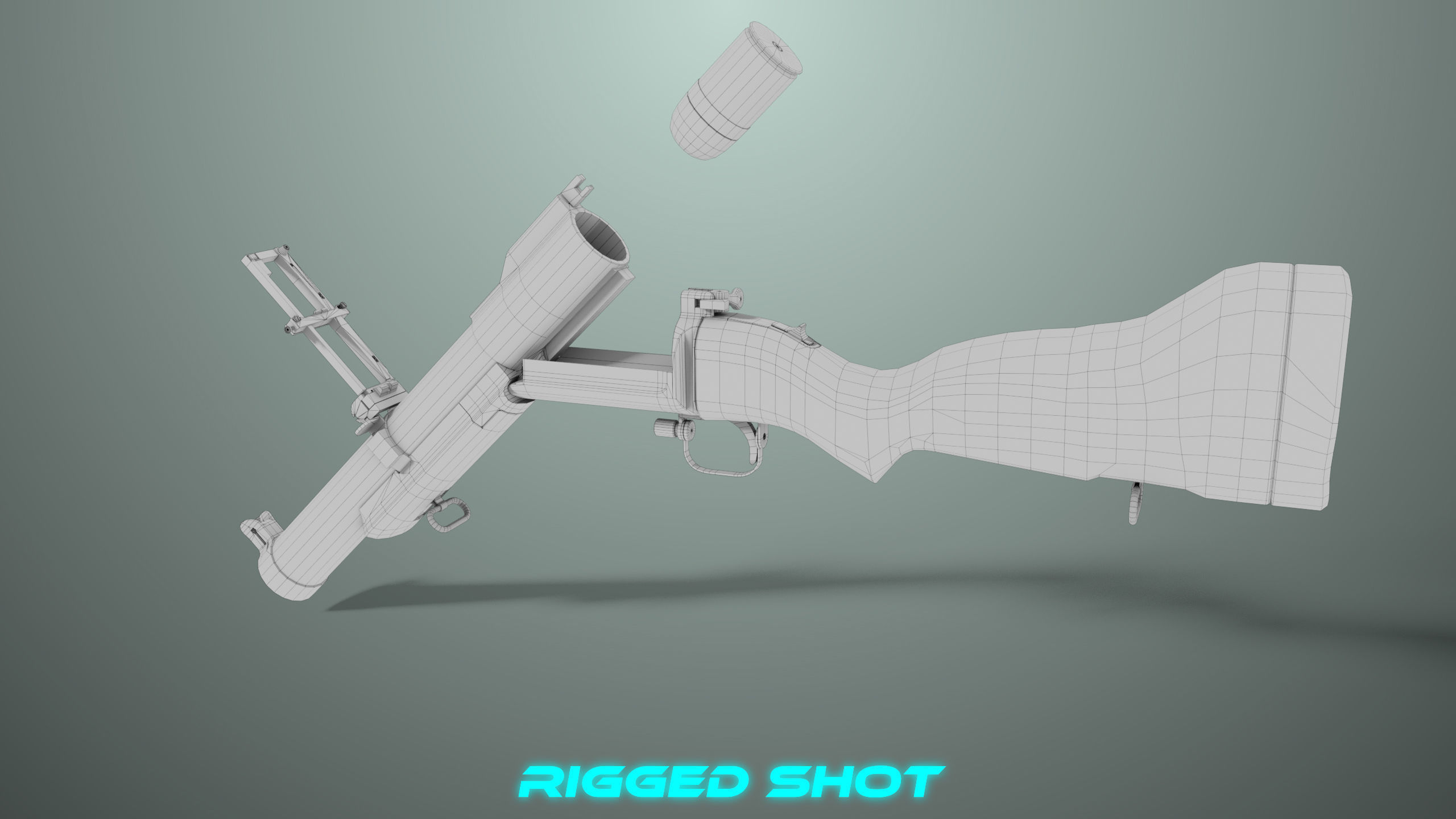 Grenade Launcher 02 Military Green Generic PBR Low-poly 3D model_37