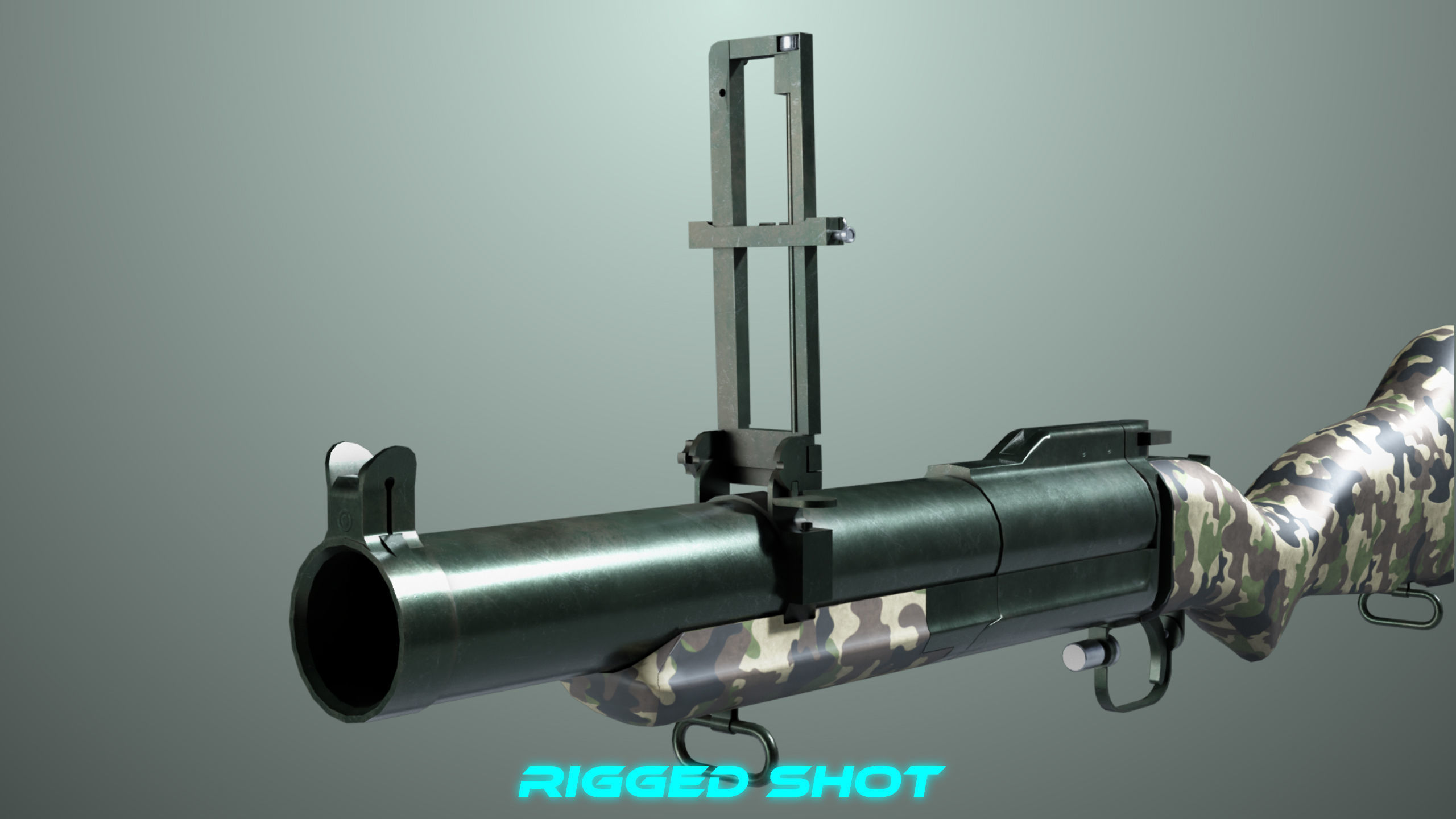 Grenade Launcher 02 Military Green Generic PBR Low-poly 3D model_16
