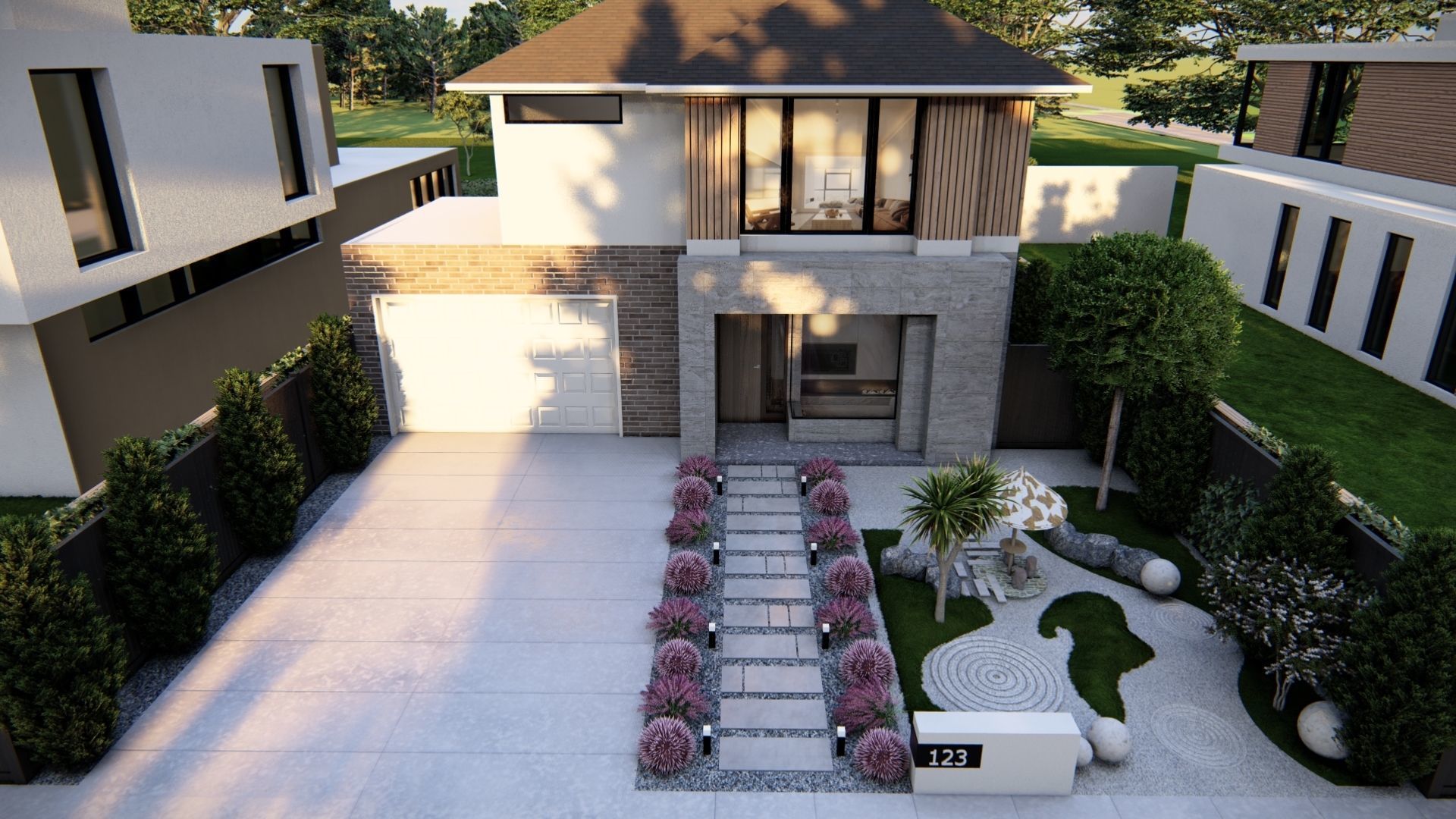 3D Exterior Scene 3D model design garden and landscape 3D model_6