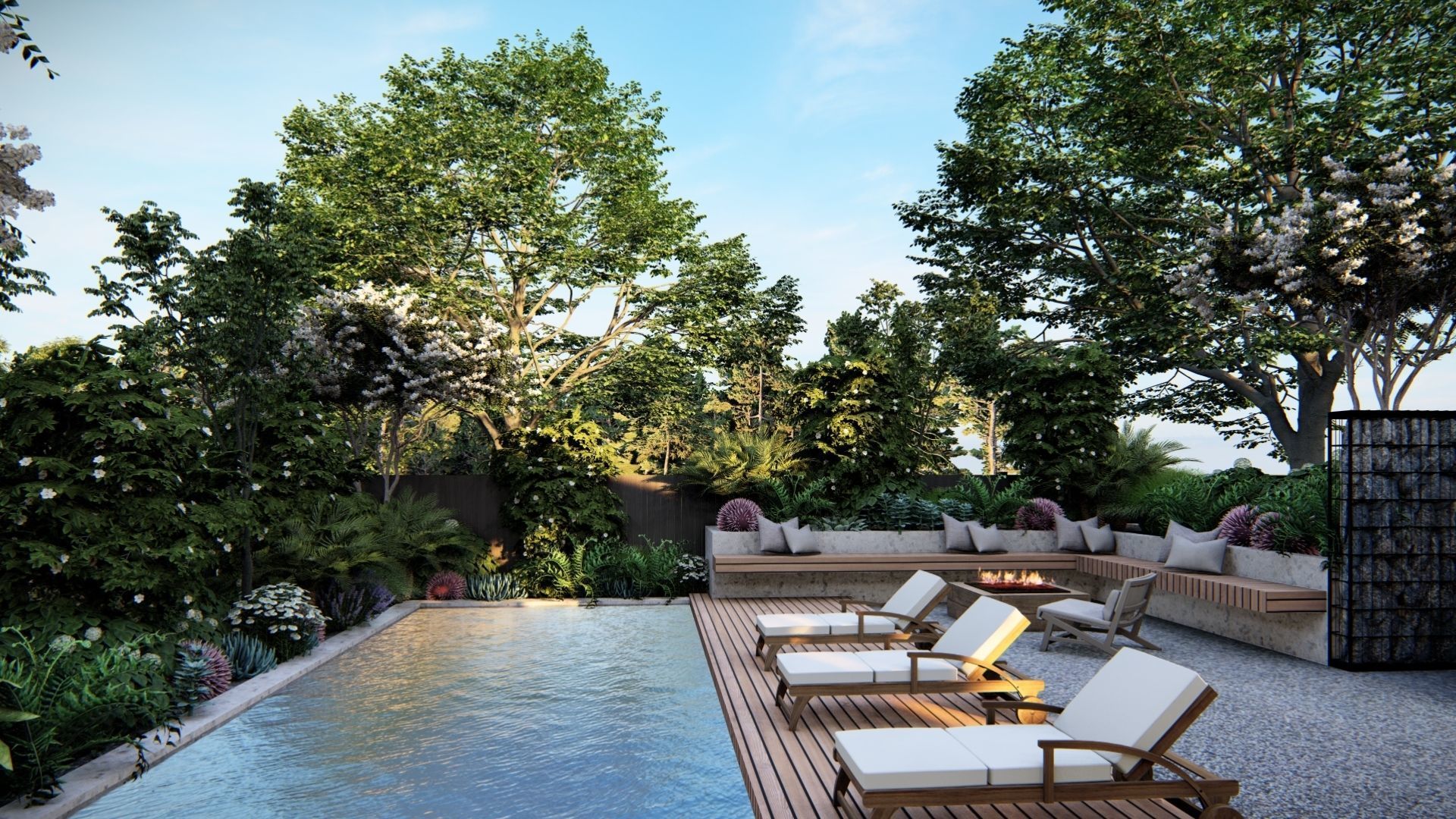 3D Exterior Scene 3D model design garden and landscape 3D model_4