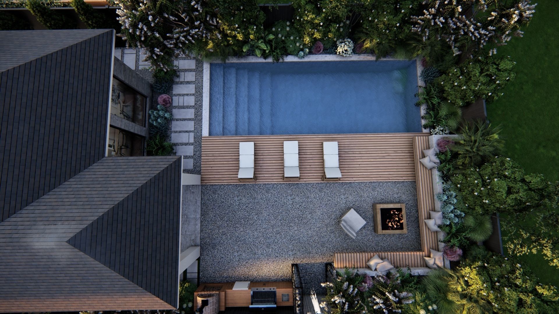 3D Exterior Scene 3D model design garden and landscape 3D model_5