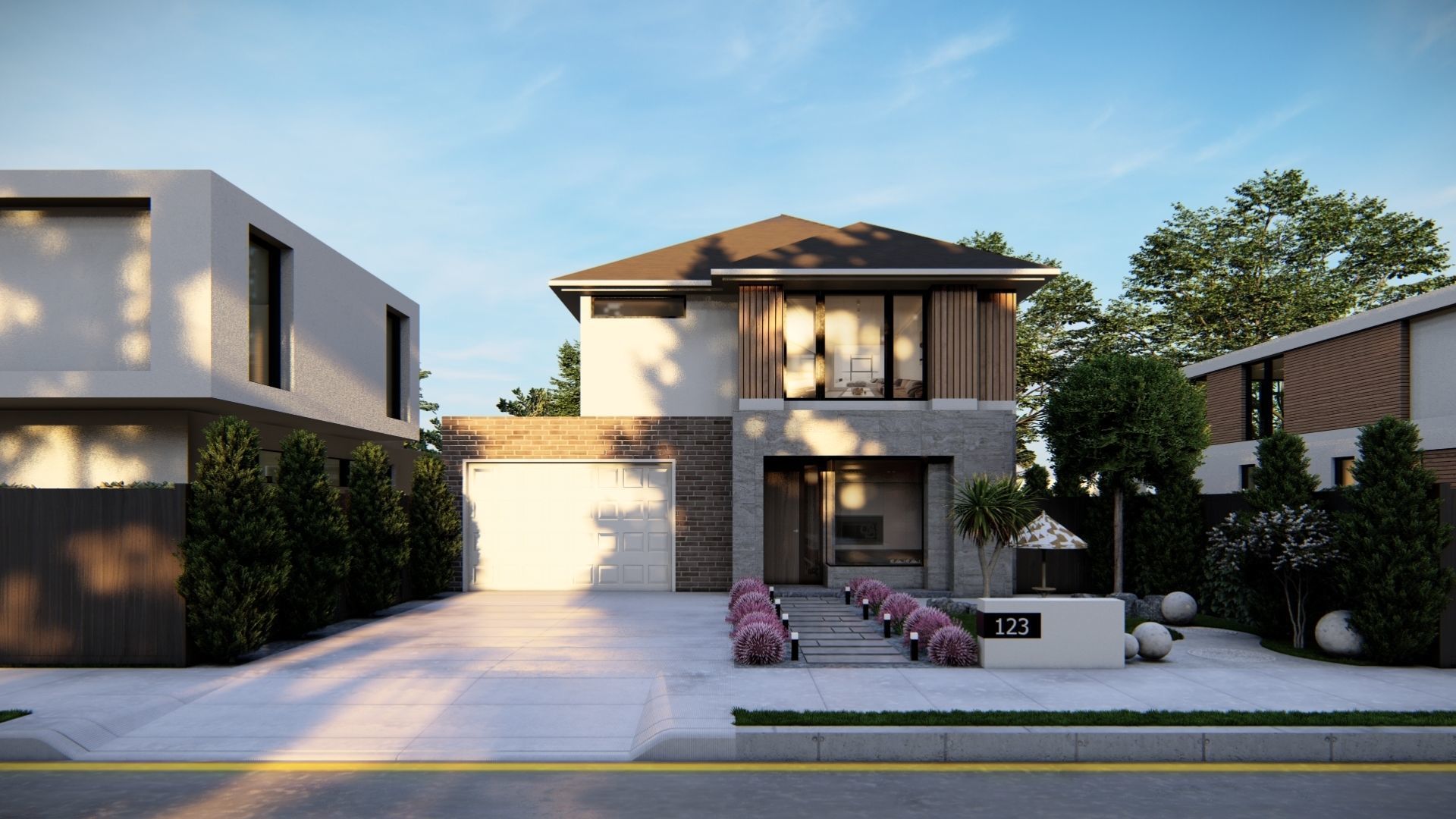 3D Exterior Scene 3D model design garden and landscape 3D model_1