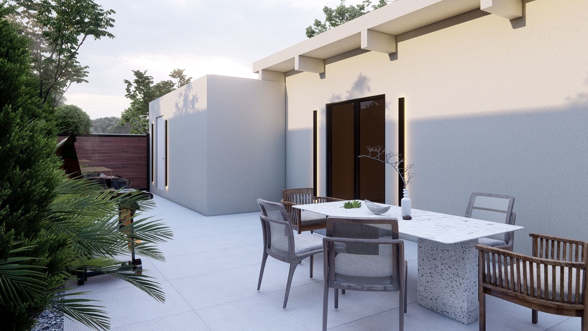 3D Exterior Scene 3D model design garden and landscape 3D model_3