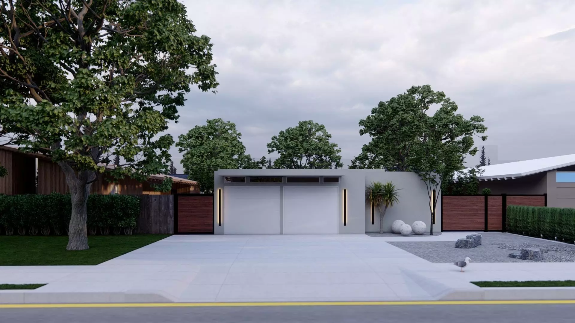 3D Exterior Scene 3D model design garden and landscape 3D model_0