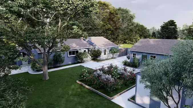 3D Exterior Scene 3D model design garden and landscape 