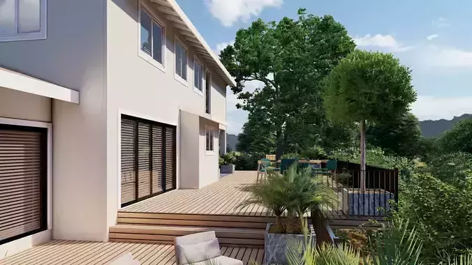 3D Exterior Scene 3D model design garden and landscape 