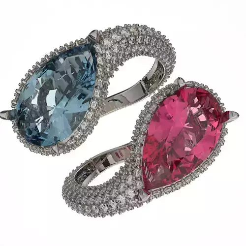 jewelry luxury ring with gem pear 12x7mm 2ct  Printable STL 