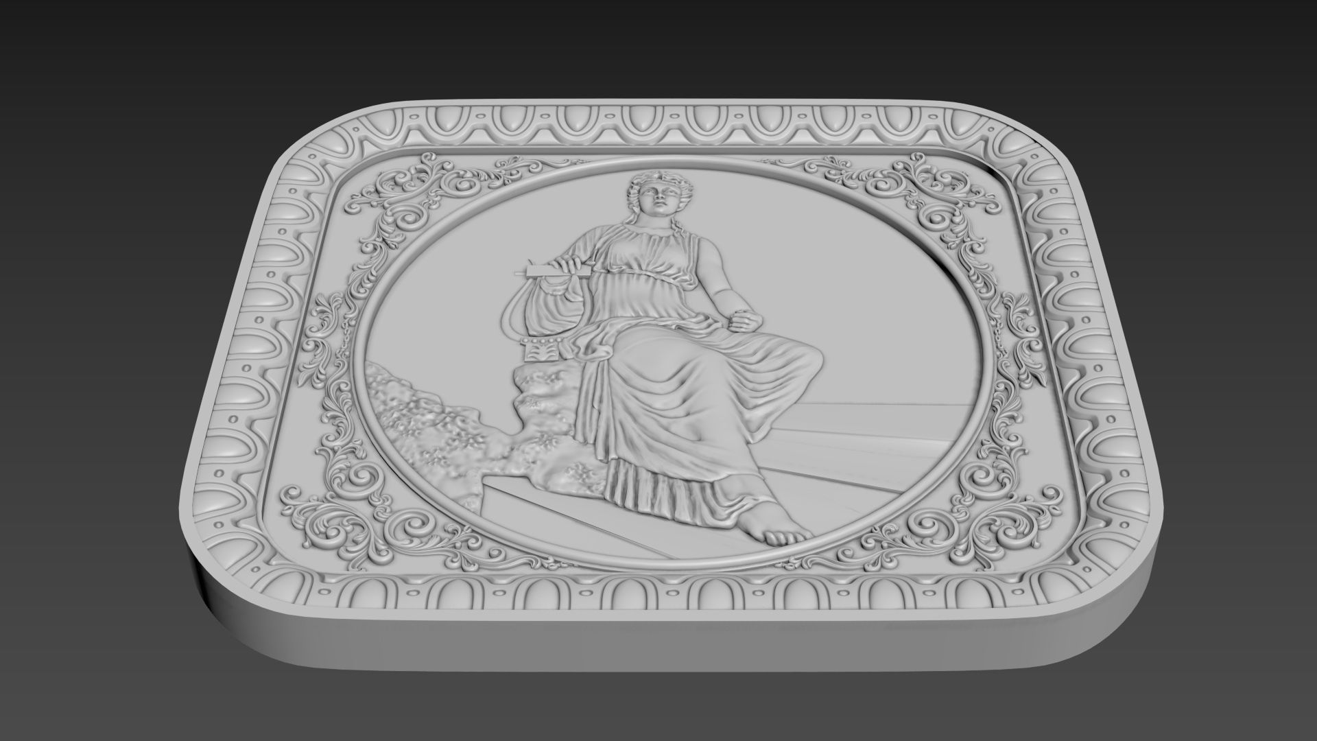 Bas-Relief  Maiden with harp 3D model_9