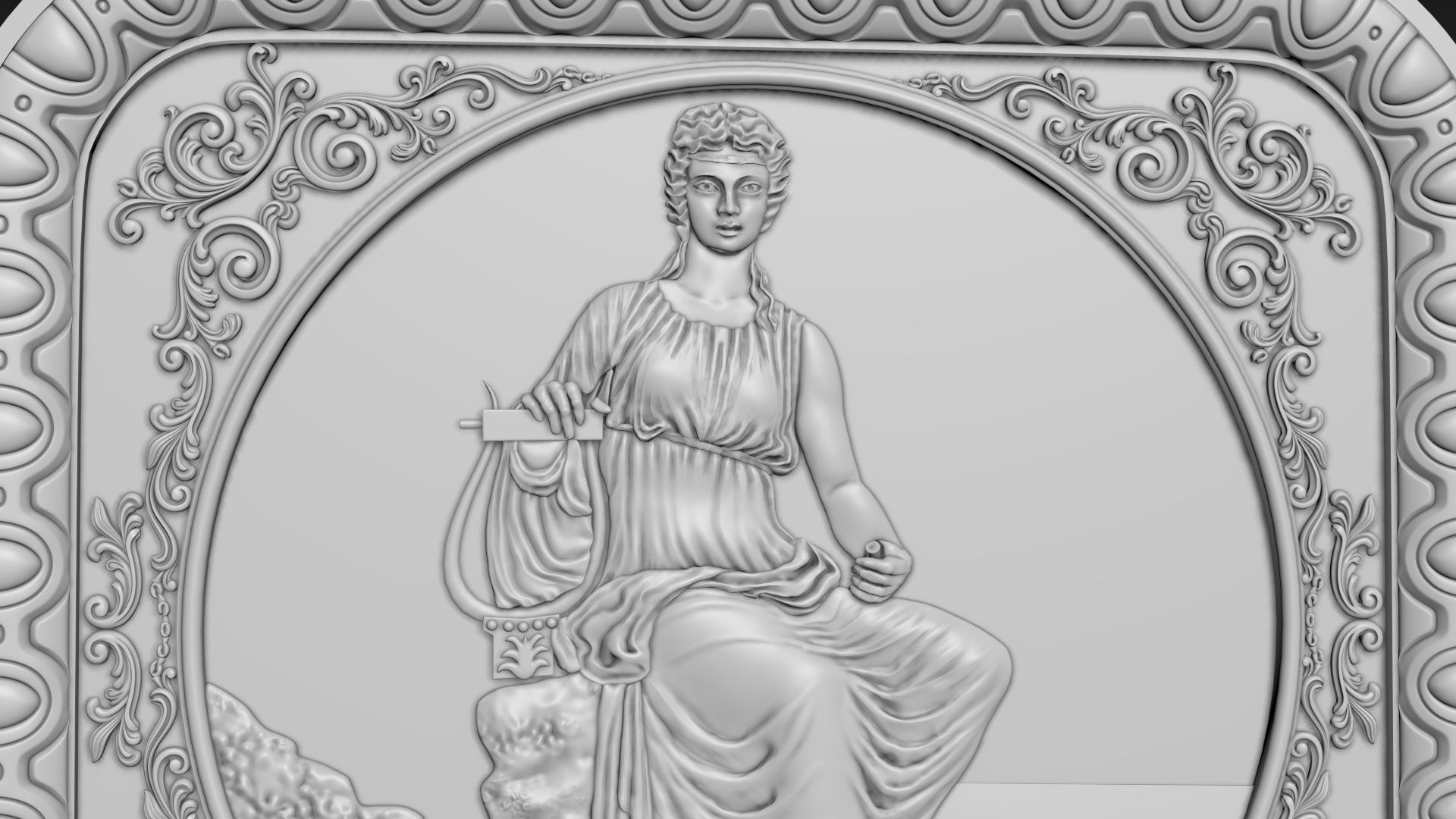 Bas-Relief  Maiden with harp 3D model_12