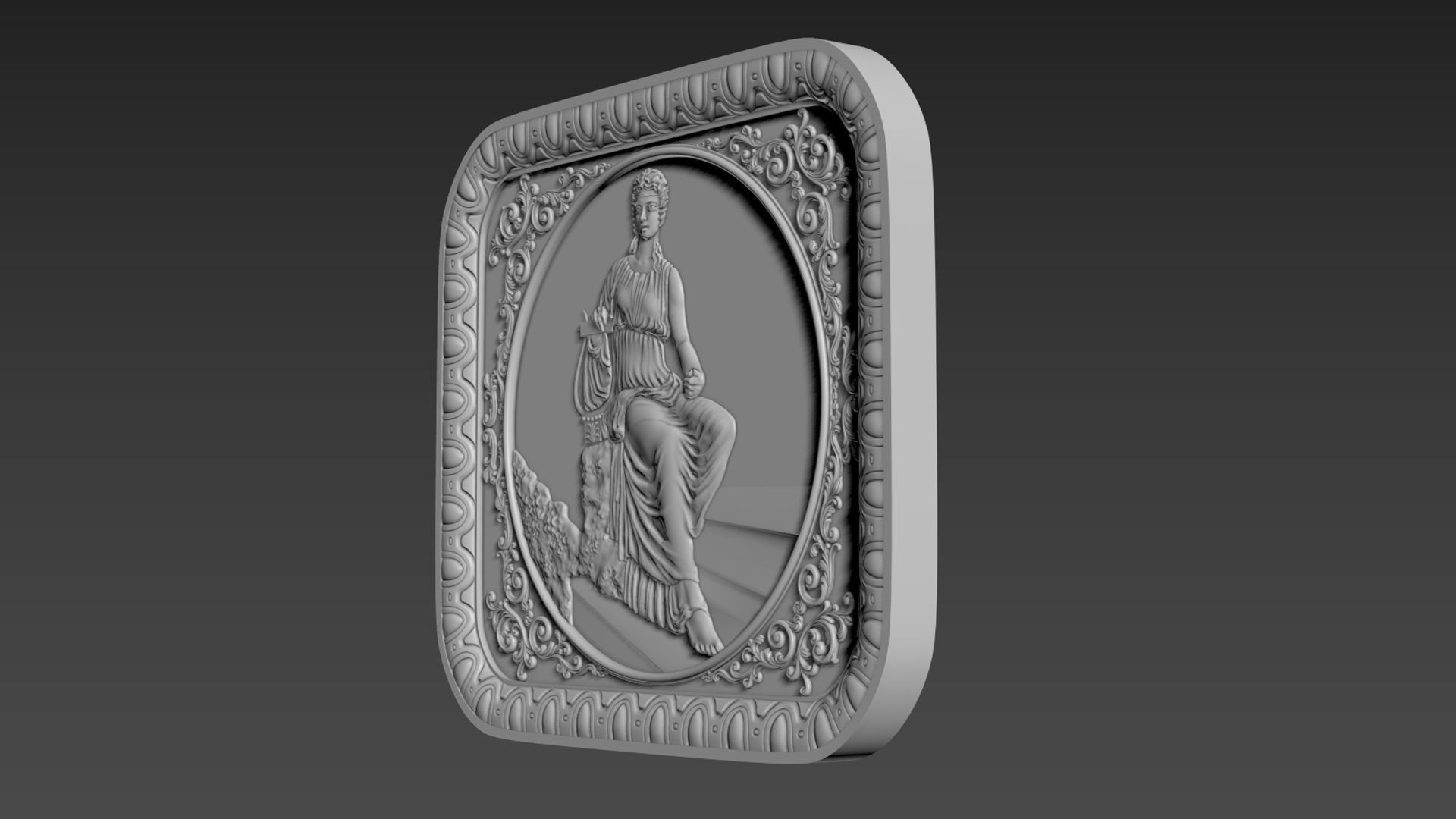 Bas-Relief  Maiden with harp 3D model_7