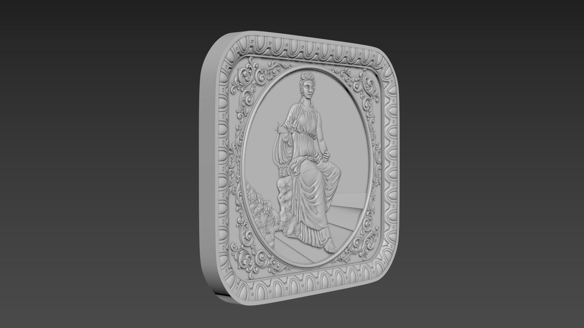 Bas-Relief  Maiden with harp 3D model_2