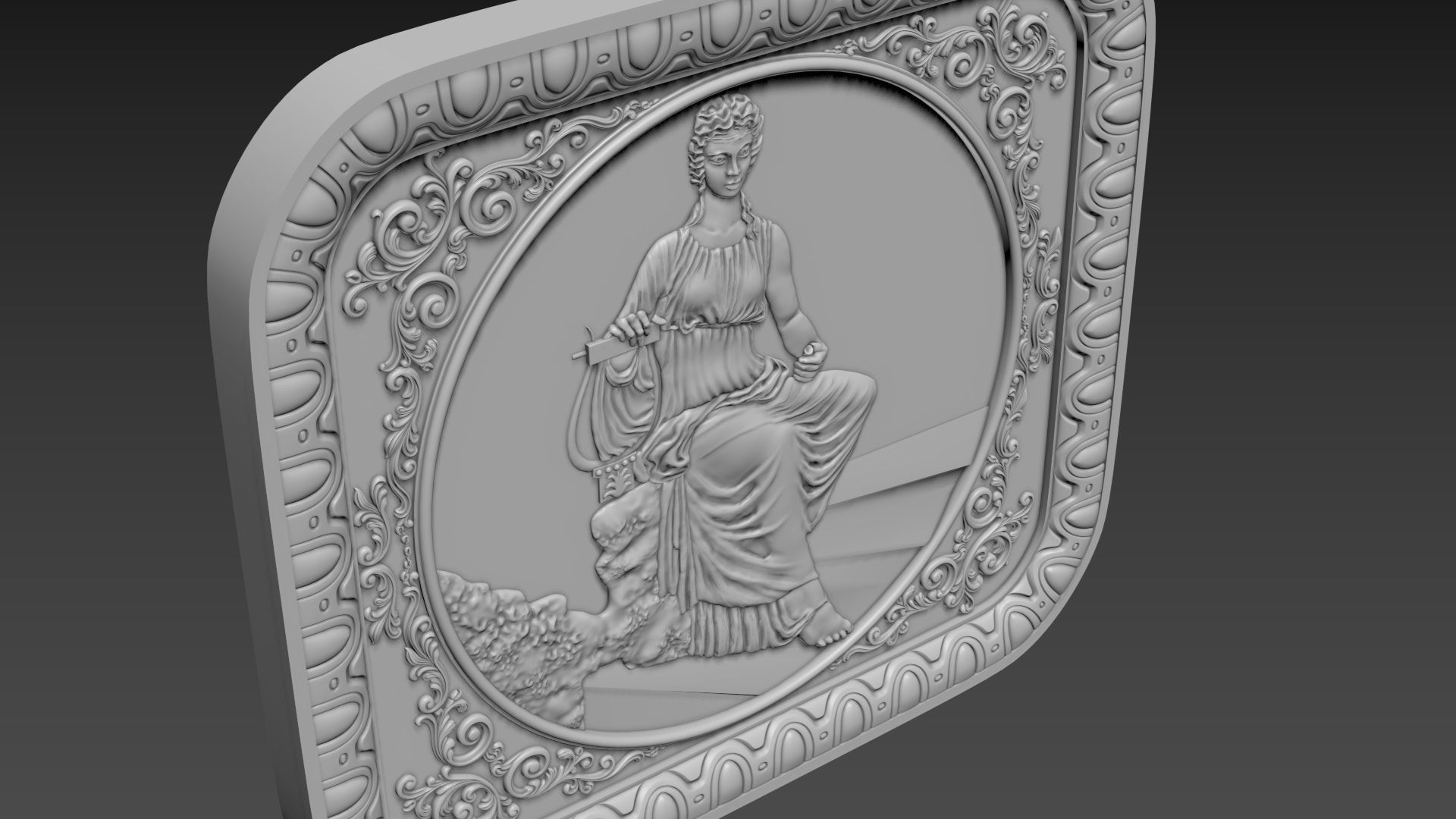 Bas-Relief  Maiden with harp 3D model_11