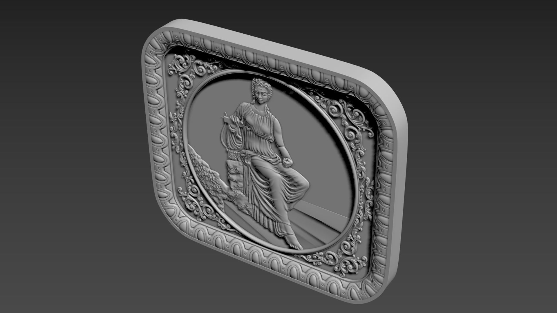 Bas-Relief  Maiden with harp 3D model_10