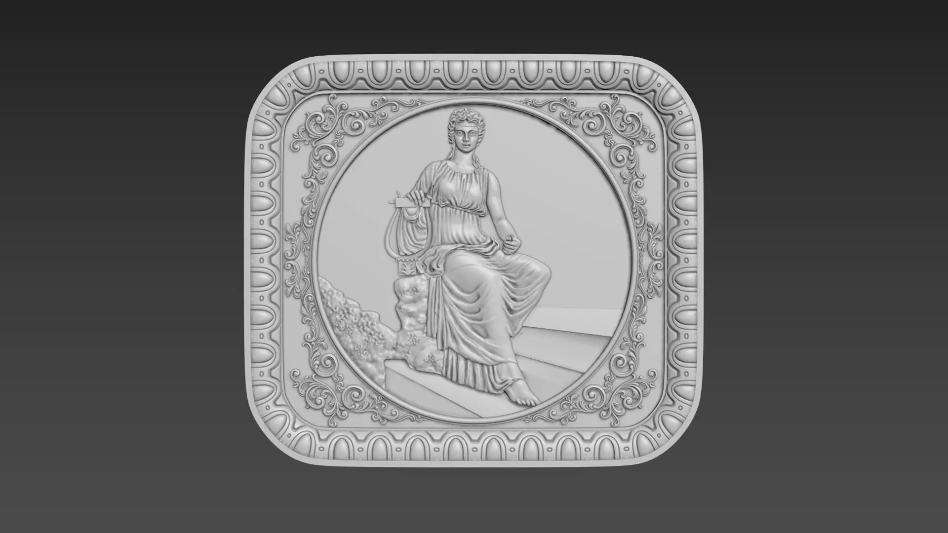 Bas-Relief  Maiden with harp 3D model_0