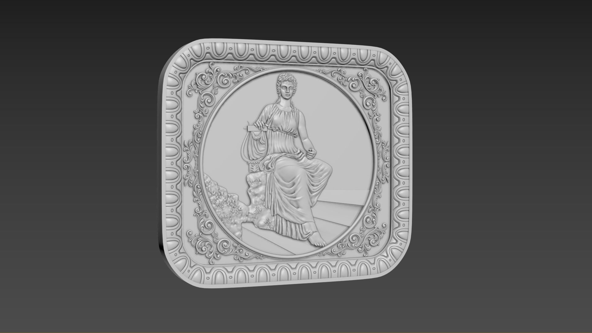 Bas-Relief  Maiden with harp 3D model_1