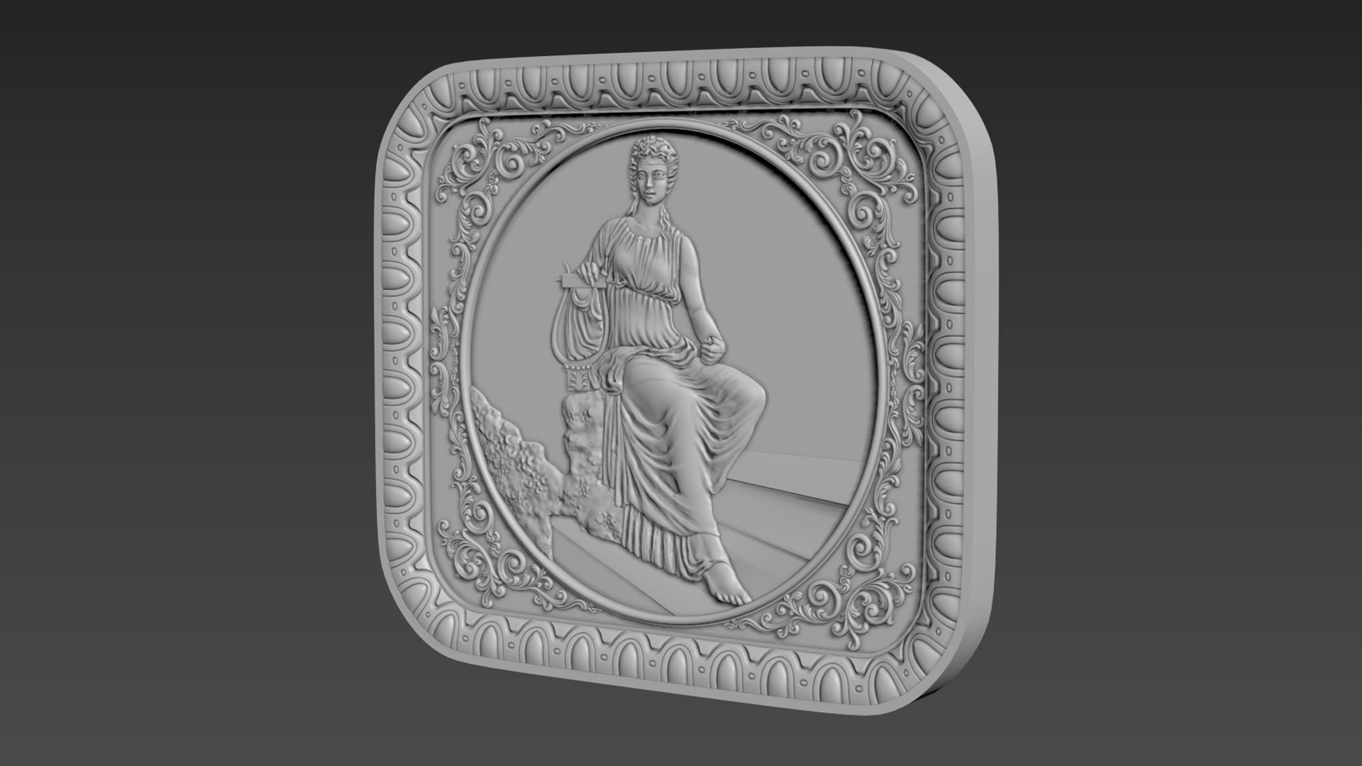 Bas-Relief  Maiden with harp 3D model_8