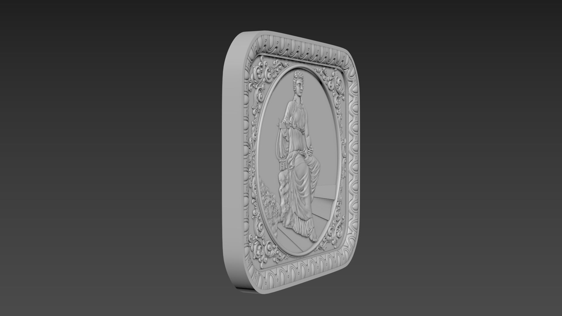 Bas-Relief  Maiden with harp 3D model_3