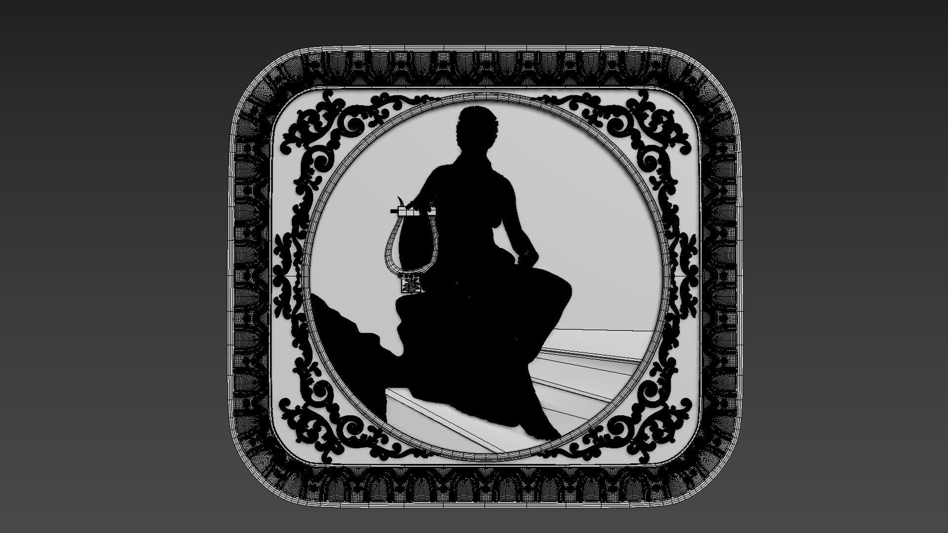 Bas-Relief  Maiden with harp 3D model_13