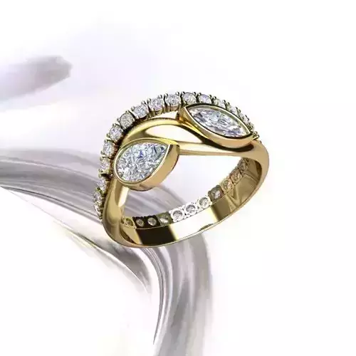 Pear and Marquise Diamond Engagement Ring P-01-377