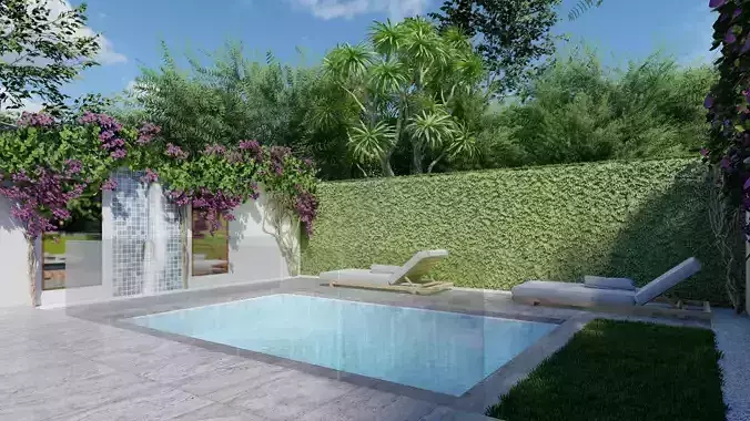 3D Exterior Scene 3D model design garden and landscape 3D 3D model