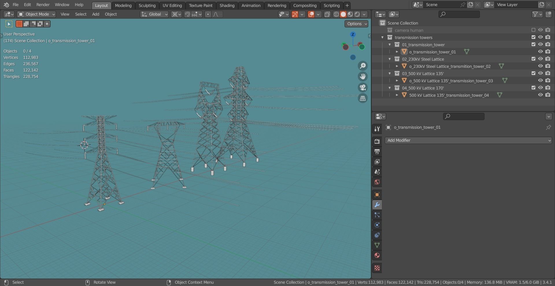Transmission Towers Base Mesh Models  Low-poly 3D model_11