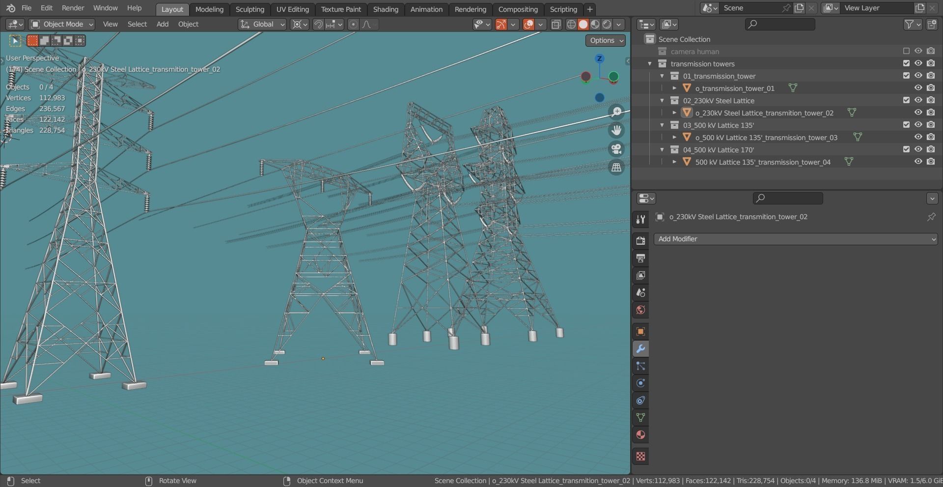 Transmission Towers Base Mesh Models  Low-poly 3D model_12