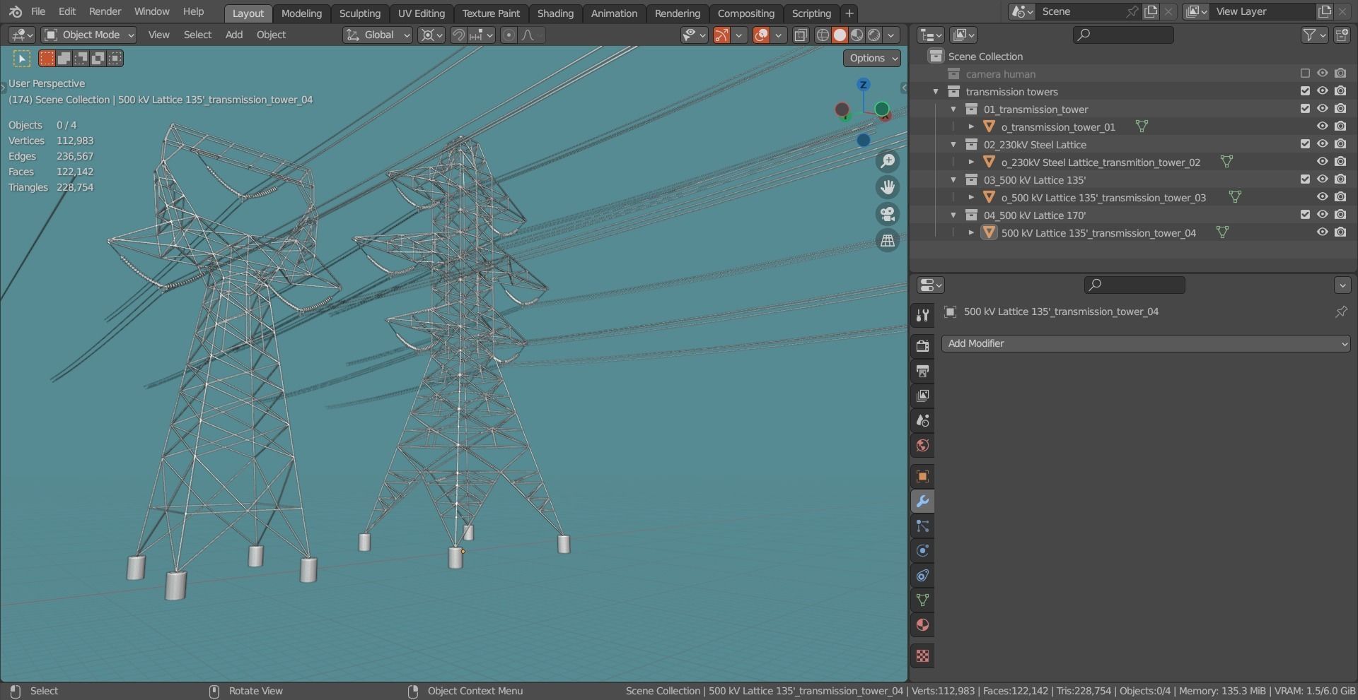 Transmission Towers Base Mesh Models  Low-poly 3D model_5
